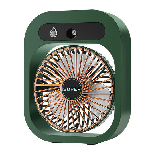 Portable USB Rechargeable Misting Fan â Compact Personal Fan with Cooling Spray - Green Colors.