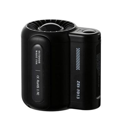 Black Outdoor Waist Fan - Portable Wearable Fan for Hands-Free Cooling.