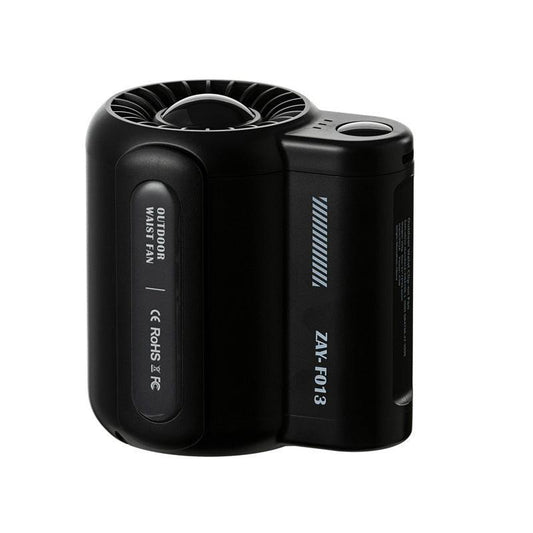 Black Outdoor Waist Fan - Portable Wearable Fan for Hands-Free Cooling.