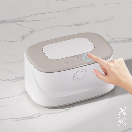 Grey USB-Powered Baby Wet Wipes Warmer - Portable and Adjustable Heating.