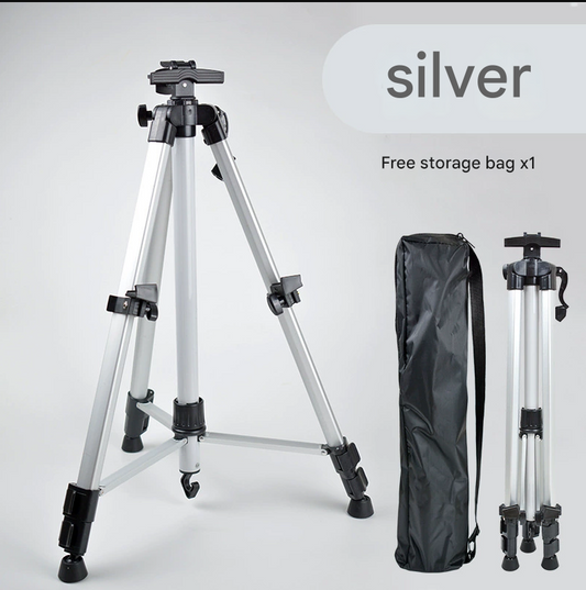 Silver Portable Folding Artist Tripod Easel - Adjustable Stand for Sketching & Painting (Collapses to 54cm).