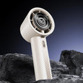 White High-Power Portable Handheld Fan with Digital Display.