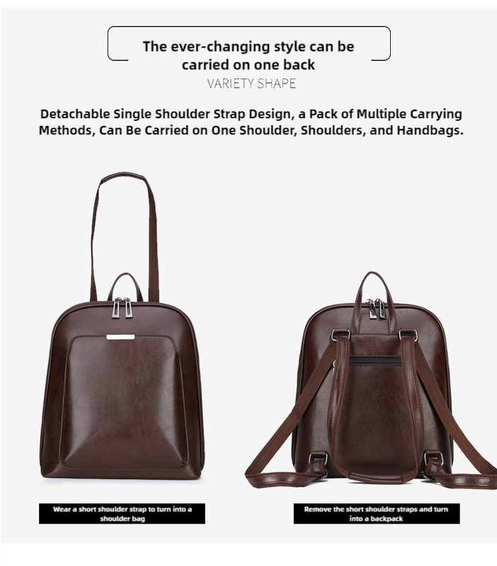Black Stylish Women's PU Leather Backpack – Spacious, Anti-Theft, Multi-Pocket Travel Bag for School or Work