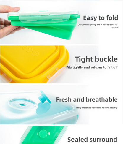 3-piece Set Blue Collapsible Silicone Food Storage Containers Set - 350ML, 500ML, 800ML | BPA-Free, Microwave, Dishwasher & Freezer Safe | Foldable & Portable Bento Boxes for Travel & Outdoor