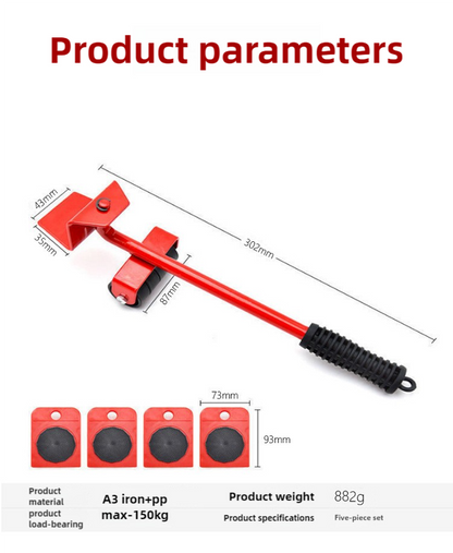 2 Pcs Red Heavy Duty Furniture Moving System, Sliding Dolly Tools for Easy Transport of Appliances, Furniture, and Heavy Objects.