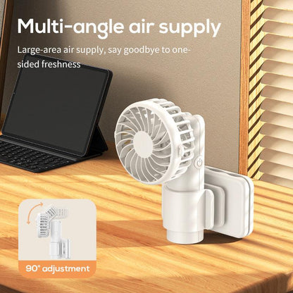 White Portable Multifunctional Clip Fan DQ261 - 1000mAh Battery, 3-Speed, Quiet Cooling for Summer.
