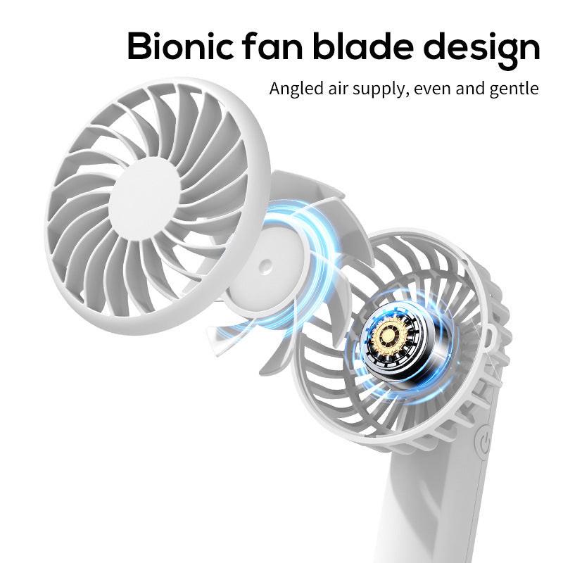 White Portable Multifunctional Clip Fan DQ261 - 1000mAh Battery, 3-Speed, Quiet Cooling for Summer.