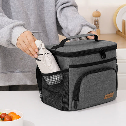 Blue Insulated Lunch Bag Cooler Tote - 9L Leakproof Thermal Lunch Box with Shoulder Strap & Pockets for Work, Picnic, Travel