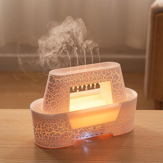 White 300ml Ultrasonic Aroma Diffuser with Cracked Light Design - Cool Mist Humidifier for Home and Office.