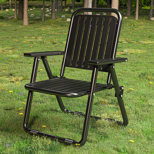 Black Portable Folding Chair - Outdoor Beach and Camping Recliner.