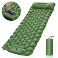 Green Portable Outdoor Inflatable Mat - Foot-Operated Camping Sleeping Pad.