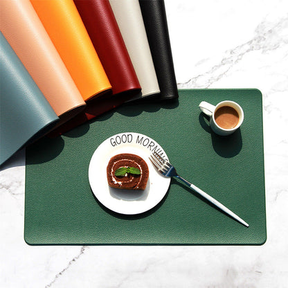5 PCS Red Nordic Style Leather Placemat - Anti-Slip, Heat-Resistant Table Mat 30cm x 45cm