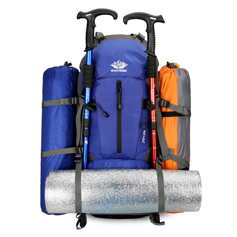 Red 36-55L Outdoor Hiking Backpack - Durable Water Resistant Travel Bag for Trekking, Camping, and Adventure