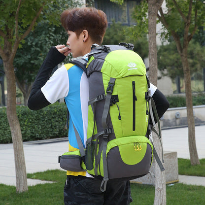 Green 36-55L Outdoor Hiking Backpack - Durable Water Resistant Travel Bag for Trekking, Camping, and Adventure