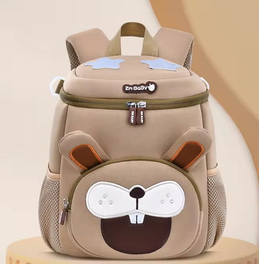 Khaki Rabbit Cute Animal  Kids Backpack - Lightweight Toddler School Bag - Soft 3D Cartoon Daypack for Kindergarten & Childcare- Boys Girls Ages 3-6.