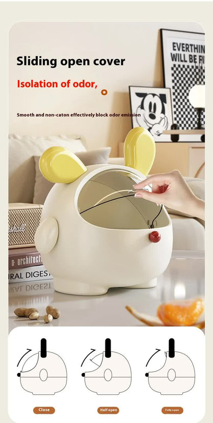 2PCS Yellow-Eared with polka dot Cute Puppy Desktop Bin with Lid - Mini Trash Can & Storage Organiser - Kawaii Office Decor for Vanity & Home Office