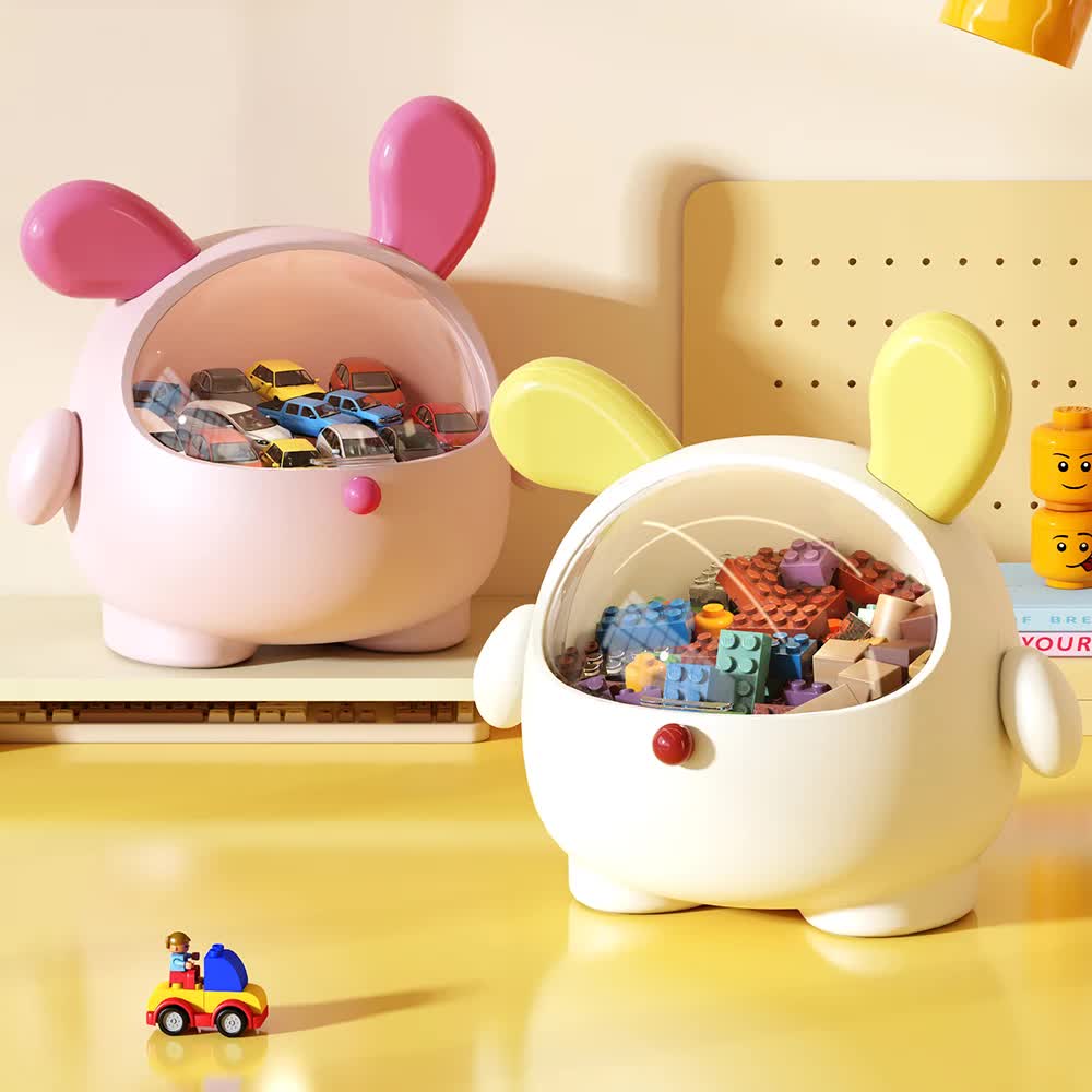 2PCS Yellow-Eared with polka dot Cute Puppy Desktop Bin with Lid - Mini Trash Can & Storage Organiser - Kawaii Office Decor for Vanity & Home Office