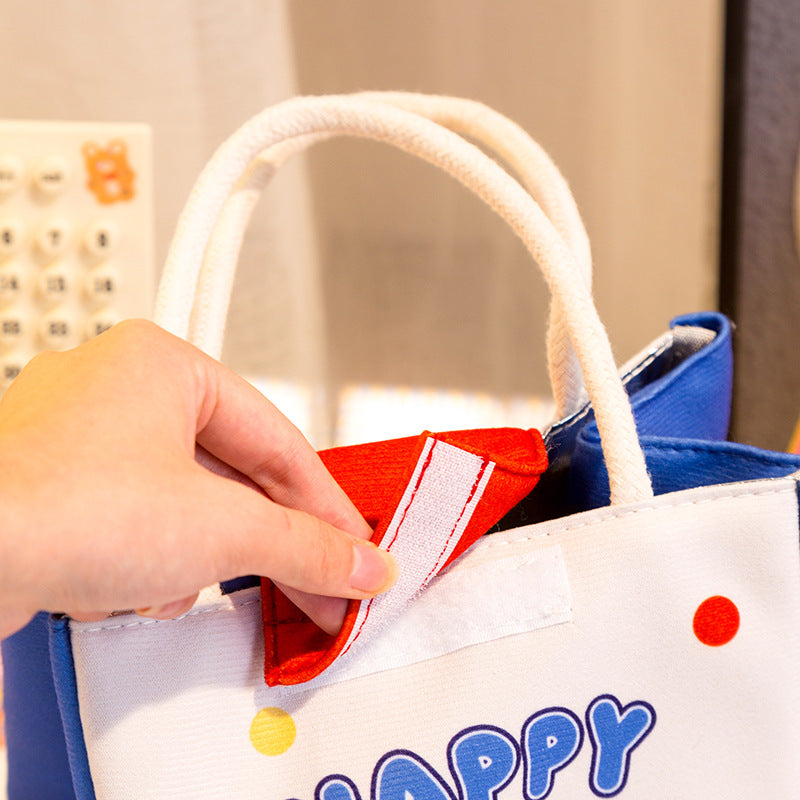 3 PCS Cute Cartoon Large Capacity Lunch Bag - Portable Soft  Handbag for School and Office - Reusable Picnic Food Storage Pouch with Comfortable Rope Handles.