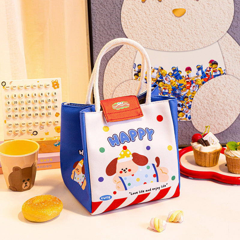 3 PCS Cute Cartoon Large Capacity Lunch Bag - Portable Soft  Handbag for School and Office - Reusable Picnic Food Storage Pouch with Comfortable Rope Handles.