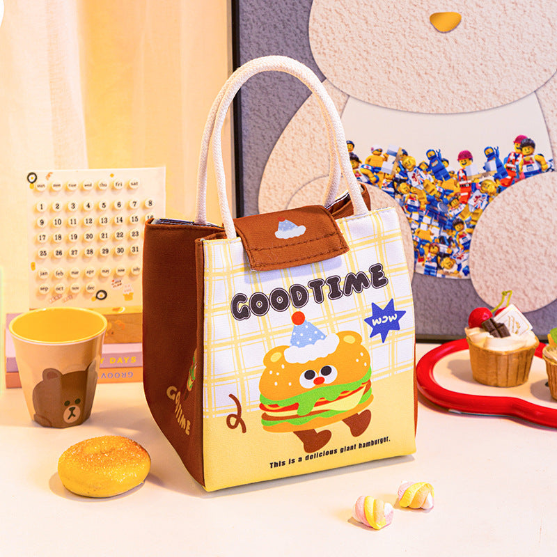 3 PCS Cute Cartoon Large Capacity Lunch Bag - Portable Soft  Handbag for School and Office - Reusable Picnic Food Storage Pouch with Comfortable Rope Handles.