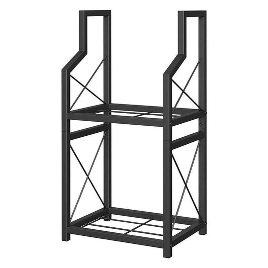 Heavy Duty 2-Tier Firewood Rack - Vertical Log Holder for Indoor Fireplace and Outdoor Fire Pit - Modern Metal Wood Storage Organizer for Camping, Patio, and Living Room.