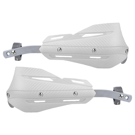 Professional Universal Motorcycle Handguards for Honda CC110 Cross Cub - Heavy Duty Aluminum Alloy Anti-Collision Brush Guards, Carbon Fiber Style Handlebar Protectors for Dirt Bikes and Off-Road Motorcycles - 1 Pair—White