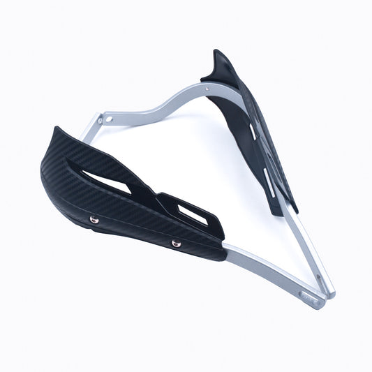 Professional Universal Motorcycle Handguards for Honda CC110 Cross Cub - Heavy Duty Aluminum Alloy Anti-Collision Brush Guards, Carbon Fiber Style Handlebar Protectors for Dirt Bikes and Off-Road Motorcycles - 1 Pair—White