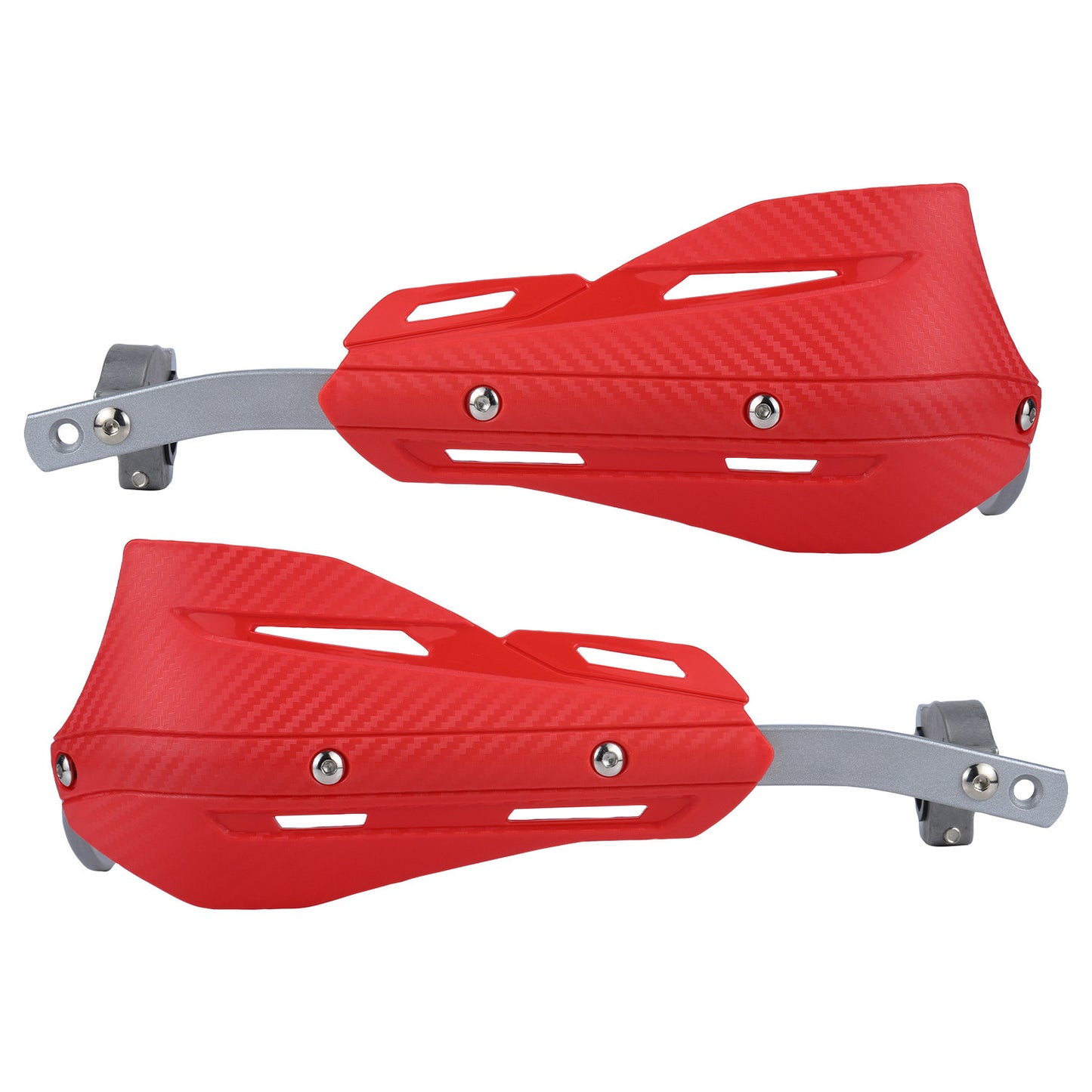 Professional Universal Motorcycle Handguards for Honda CC110 Cross Cub - Heavy Duty Aluminum Alloy Anti-Collision Brush Guards, Carbon Fiber Style Handlebar Protectors for Dirt Bikes and Off-Road Motorcycles - 1 Pair—Red