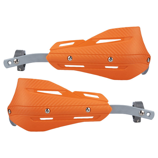 Professional Universal Motorcycle Handguards for Honda CC110 Cross Cub - Heavy Duty Aluminum Alloy Anti-Collision Brush Guards, Carbon Fiber Style Handlebar Protectors for Dirt Bikes and Off-Road Motorcycles - 1 Pair—Orange