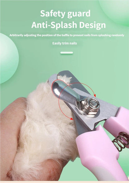 3 PCS Green Professional Pet Nail Clippers for Dogs and Cats - Sharp Stainless Steel Blades with Safety Guard and Anti-Splash Baffle - Ergonomic Non-Slip Handle for Safe and Easy Grooming