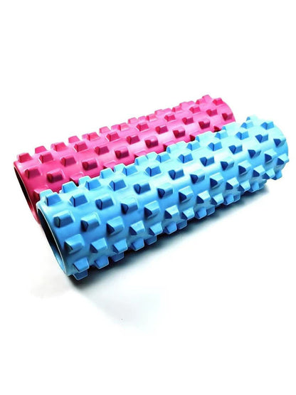 Black Solid Yoga Foam Roller 45cm -Colorful Wolf Tooth Design Muscle Relaxation Massage Stick for Fitness and Sports.