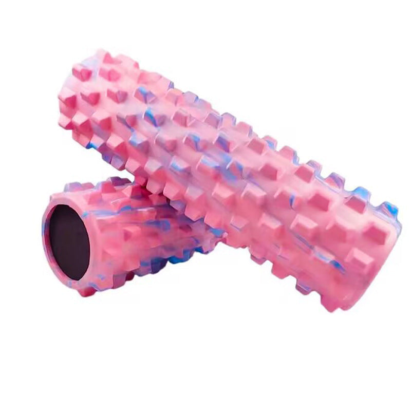 Black Solid Yoga Foam Roller 45cm -Colorful Wolf Tooth Design Muscle Relaxation Massage Stick for Fitness and Sports.