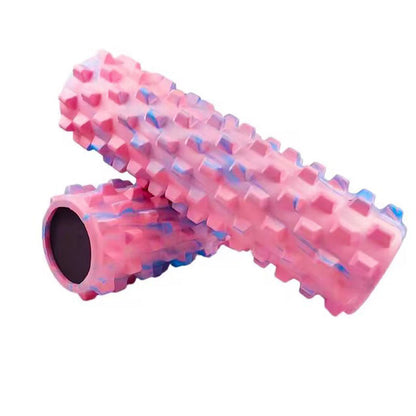 Black Solid Yoga Foam Roller 45cm -Colorful Wolf Tooth Design Muscle Relaxation Massage Stick for Fitness and Sports.
