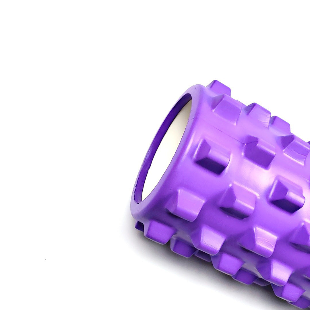 Black Solid Yoga Foam Roller 45cm -Colorful Wolf Tooth Design Muscle Relaxation Massage Stick for Fitness and Sports.
