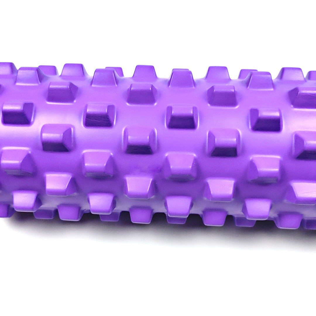Black Solid Yoga Foam Roller 45cm -Colorful Wolf Tooth Design Muscle Relaxation Massage Stick for Fitness and Sports.