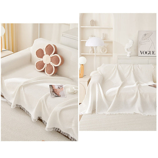180*420CM Beige Premium Polyester Sofa Throw Blanket, Multi-Seasonal Use, Sofa Protector
