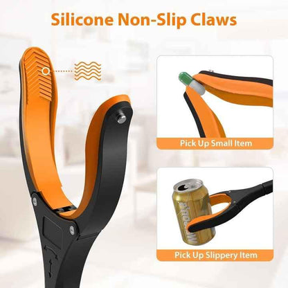 Red Foldable Grabber Tool with Silicone Non-Slip Claws - Ideal for Litter Picking, Outdoor Use, and Household Cleaning.