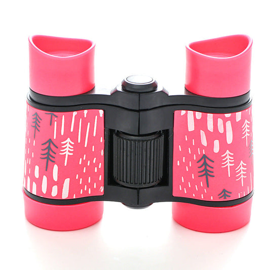 2 PCS Pink Kids Binoculars - Rubber Grip, Tree Pattern.