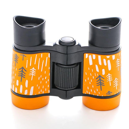 2 PCS Orange Kids Binoculars - Rubber Grip, Tree Pattern.