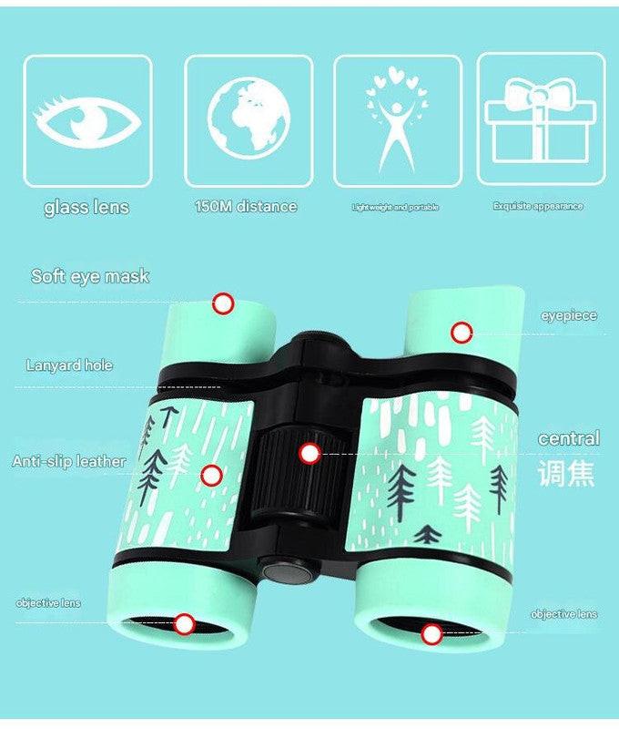 2 PCS Orange Kids Binoculars - Rubber Grip, Tree Pattern.