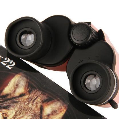 Pink 10x22 Compact Binoculars for Adults - High Definition Lightweight Telescope for Hiking, Travel, and Concerts.