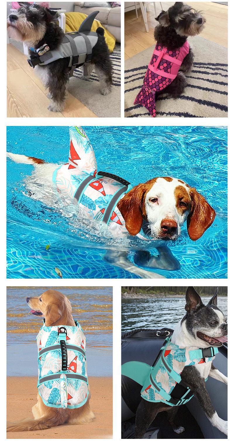 Size XL Grey Pet Life Jacket for Dogs - Summer Swimming Safety Vest with Shark Fin for Small to Large Breeds.