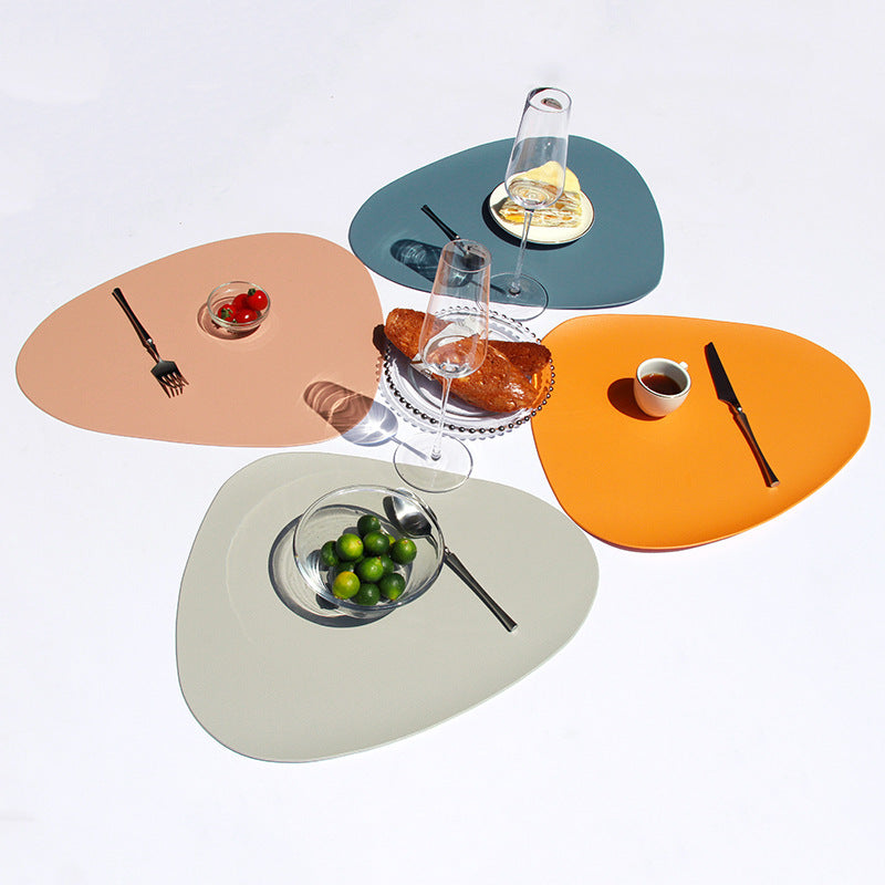 4 Pcs Orange Nordic-Style PVC Leather Placemats Set of 4 - Waterproof, Heat-Resistant, and Oil-Proof Triangular Table Mats