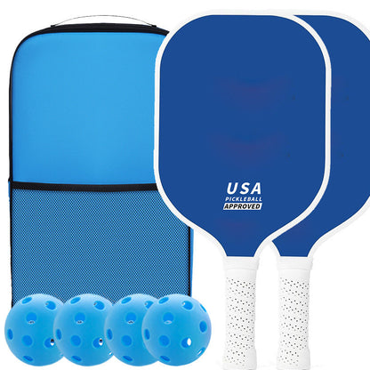 Blue Fiberglass Pickleball Paddle Set - 2 Minimalist Paddles, 4 Balls, and Carry Bag for Outdoor Play.