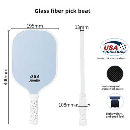 Blue Fiberglass Pickleball Paddle Set - 2 Minimalist Paddles, 4 Balls, and Carry Bag for Outdoor Play.