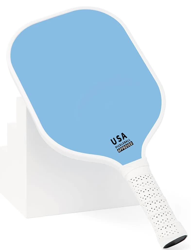 Blue Fiberglass Pickleball Paddle Set - 2 Minimalist Paddles, 4 Balls, and Carry Bag for Outdoor Play.