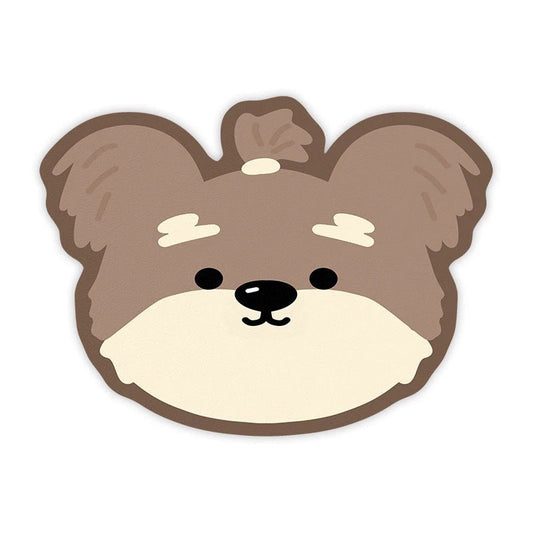 2 Pcs Style 10 Brown Puppy pattern Cartoon Pet Feeding Mat for Cats & Dogs - Absorbent Diatom Mud Splash-Proof Mat, Easy to Clean