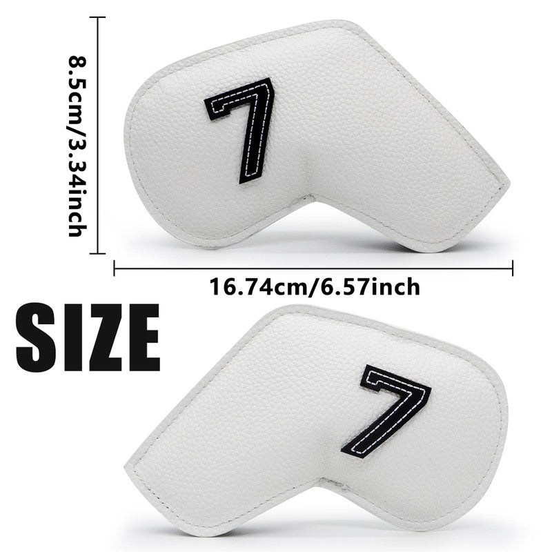 Brown Golf Iron Head Covers Set of 10 - Waterproof PU Leather Club Protectors with Embroidered Numbers (3-9, P, A, S).