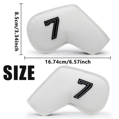 Brown Golf Iron Head Covers Set of 10 - Waterproof PU Leather Club Protectors with Embroidered Numbers (3-9, P, A, S).