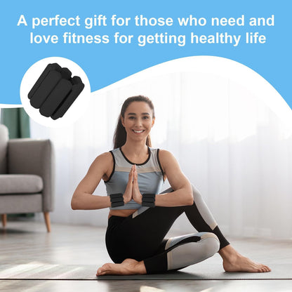 Black Adjustable Silicone Wrist & Ankle Weights - 2lb Pair (900g) | Comfortable Fitness Resistance Bands for Workout, Running, Training.